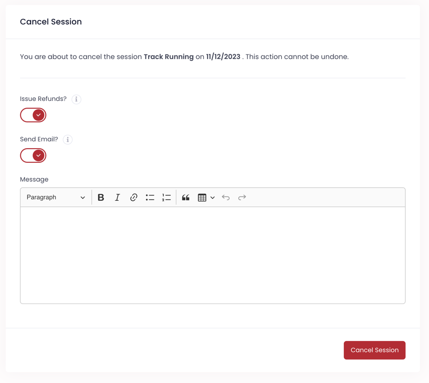 Cancellation Dialog