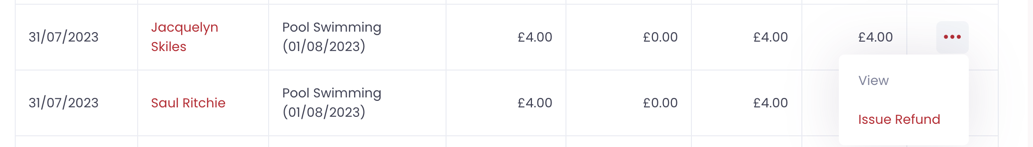 Refund menu